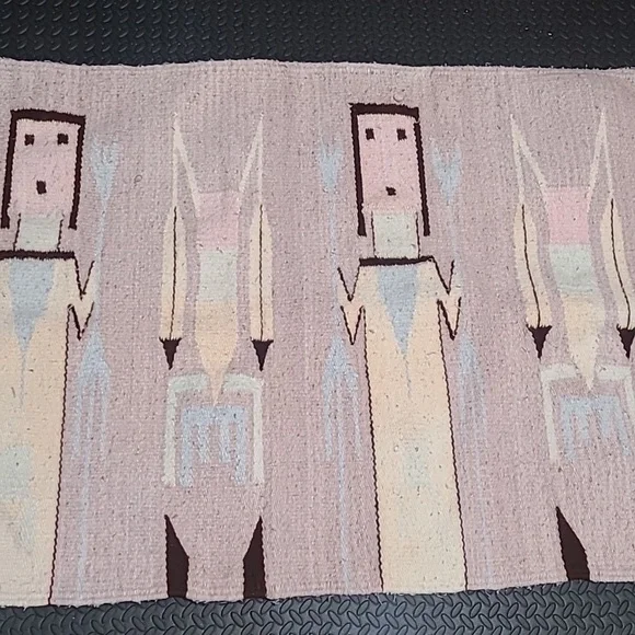Pink Native American Indian Navajo Yei Rug Saddle Blanket Healing 57" x 27" - Picture 3 of 4